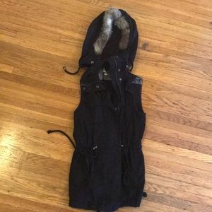 Vest with faux fur hood